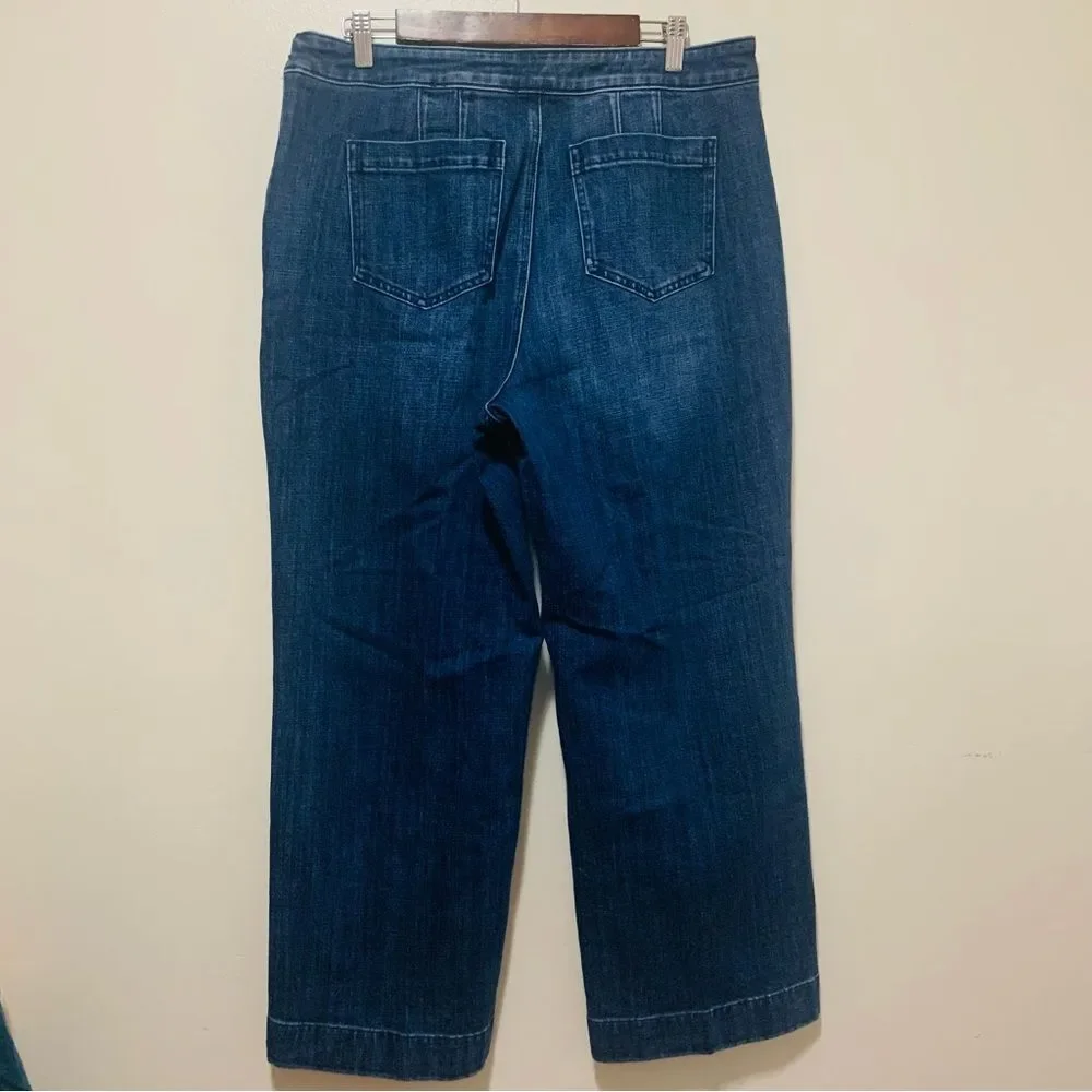 Talbots Dark Wash Wide-Leg Women’s Jeans 14 petite